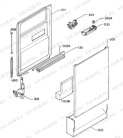 Взрыв-схема посудомоечной машины Zanussi ZB4520G-2 - Схема узла Door 003